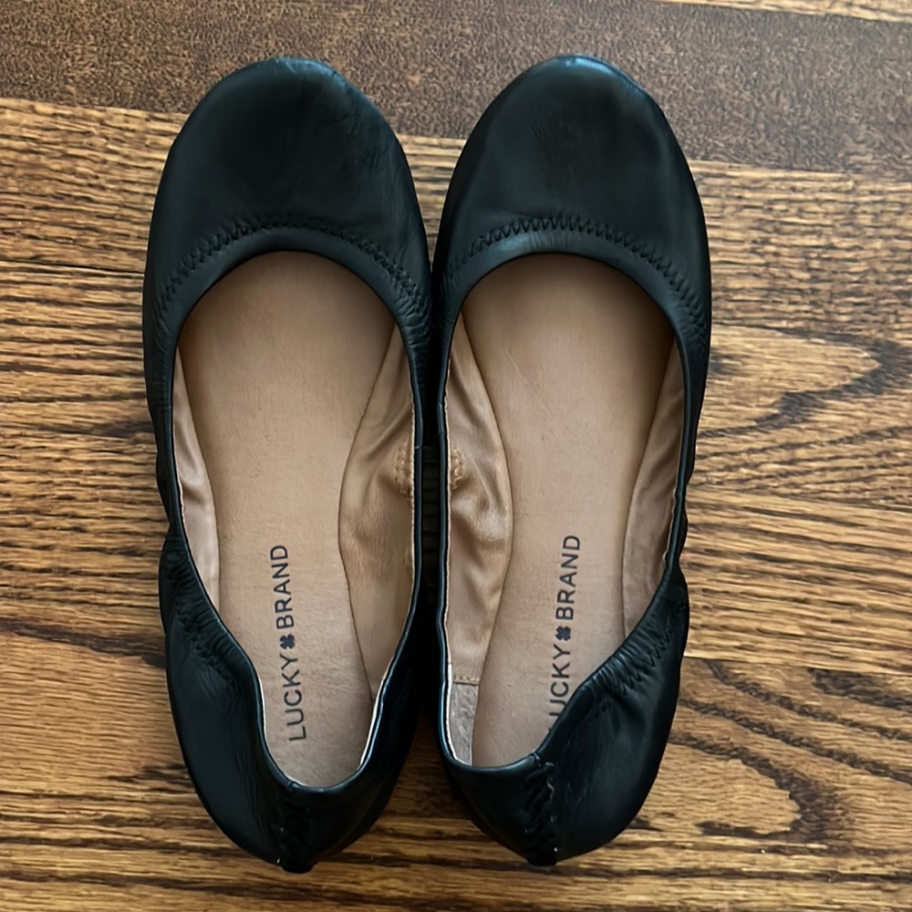 Lucky Brand Black Leather Ballet Flats